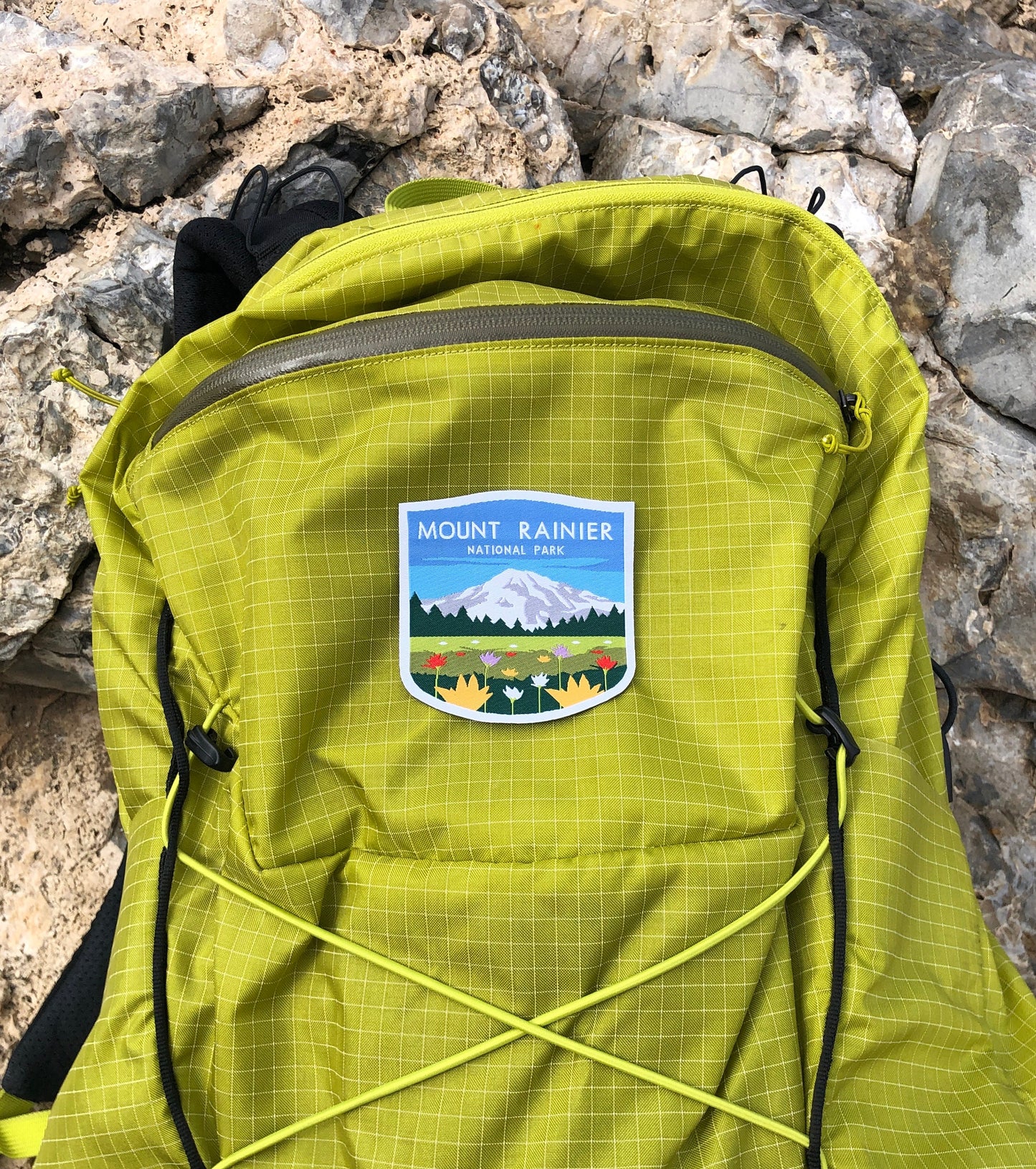 Mount Rainier National Park Patch: 3-Inch Iron-On Woven Patch for Backpack, Jacket, or Bag