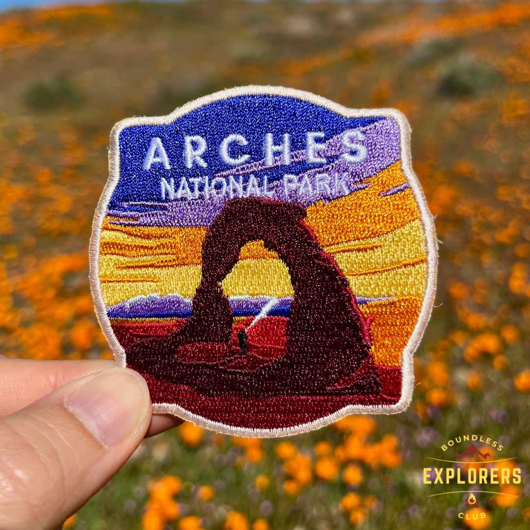 Arches National Park Patch for Backpack Denim Jacket Iron On Embroidery Patch Themed Camping Nature Mountain USA Travel Gifts for Her Him