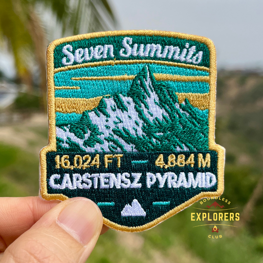 Carstensz Pyramid - Seven Summits Patch: 2.75-Inch Iron-On Embroidered Badge for Backpack, Jacket, Bag