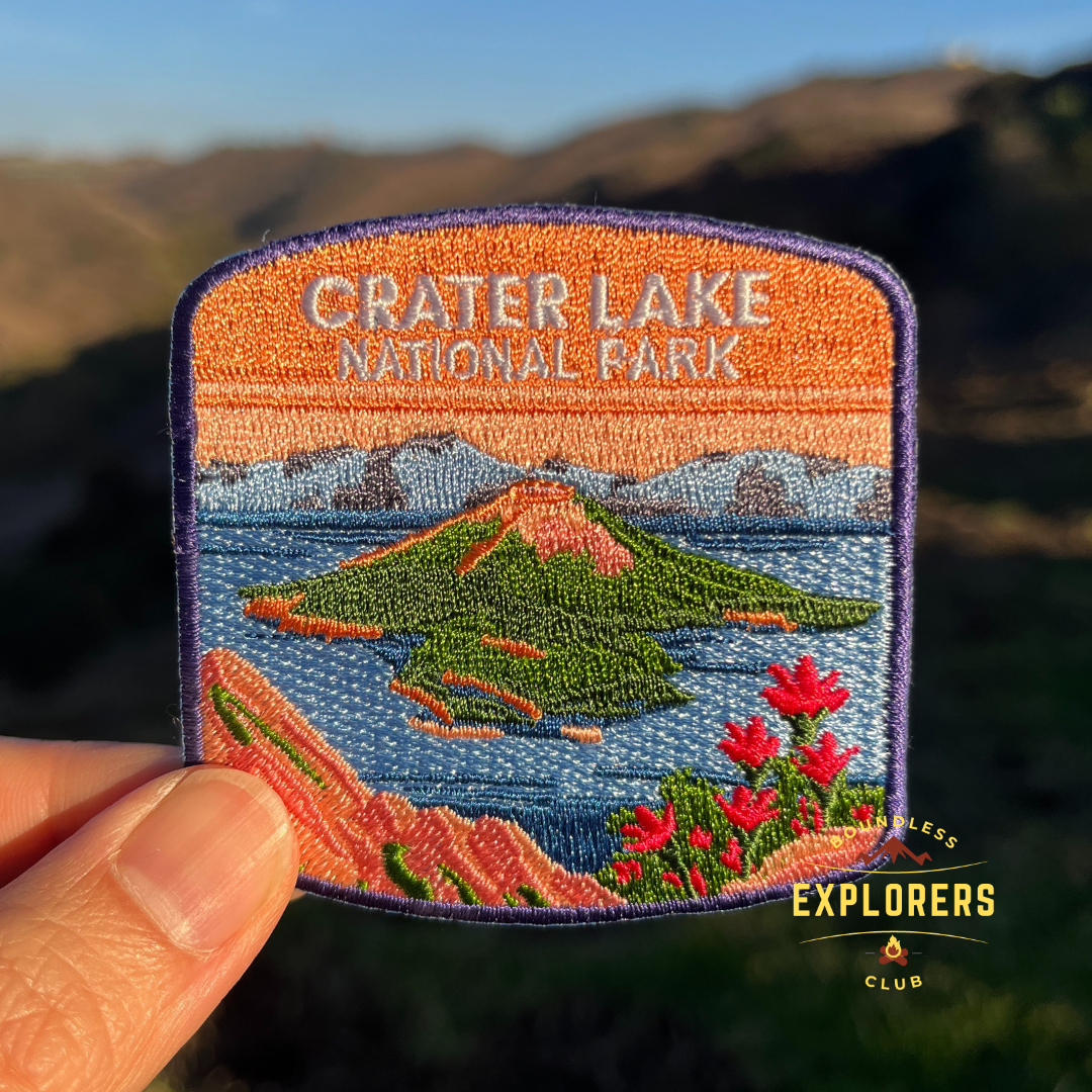 Crater Lake National Park Patch for Backpack Denim Jacket Iron On Embroidery Patch Themed Camping Nature Mountain USA Travel Gifts for Her Him