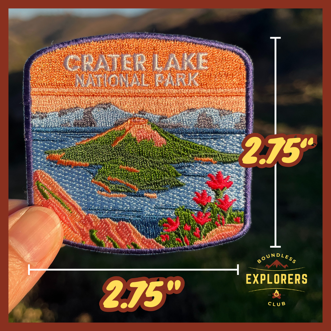 Crater Lake National Park Patch for Backpack Denim Jacket Iron On Embroidery Patch Themed Camping Nature Mountain USA Travel Gifts for Her Him