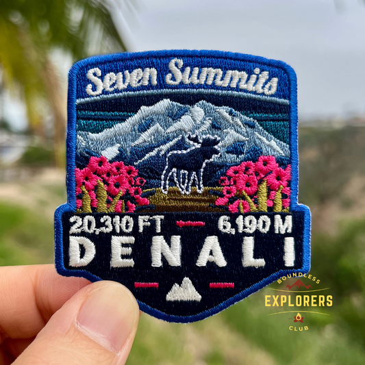 Denali - Seven Summits Patch: 2.75-Inch Iron-On Embroidered Badge for Backpack, Jacket, Bag