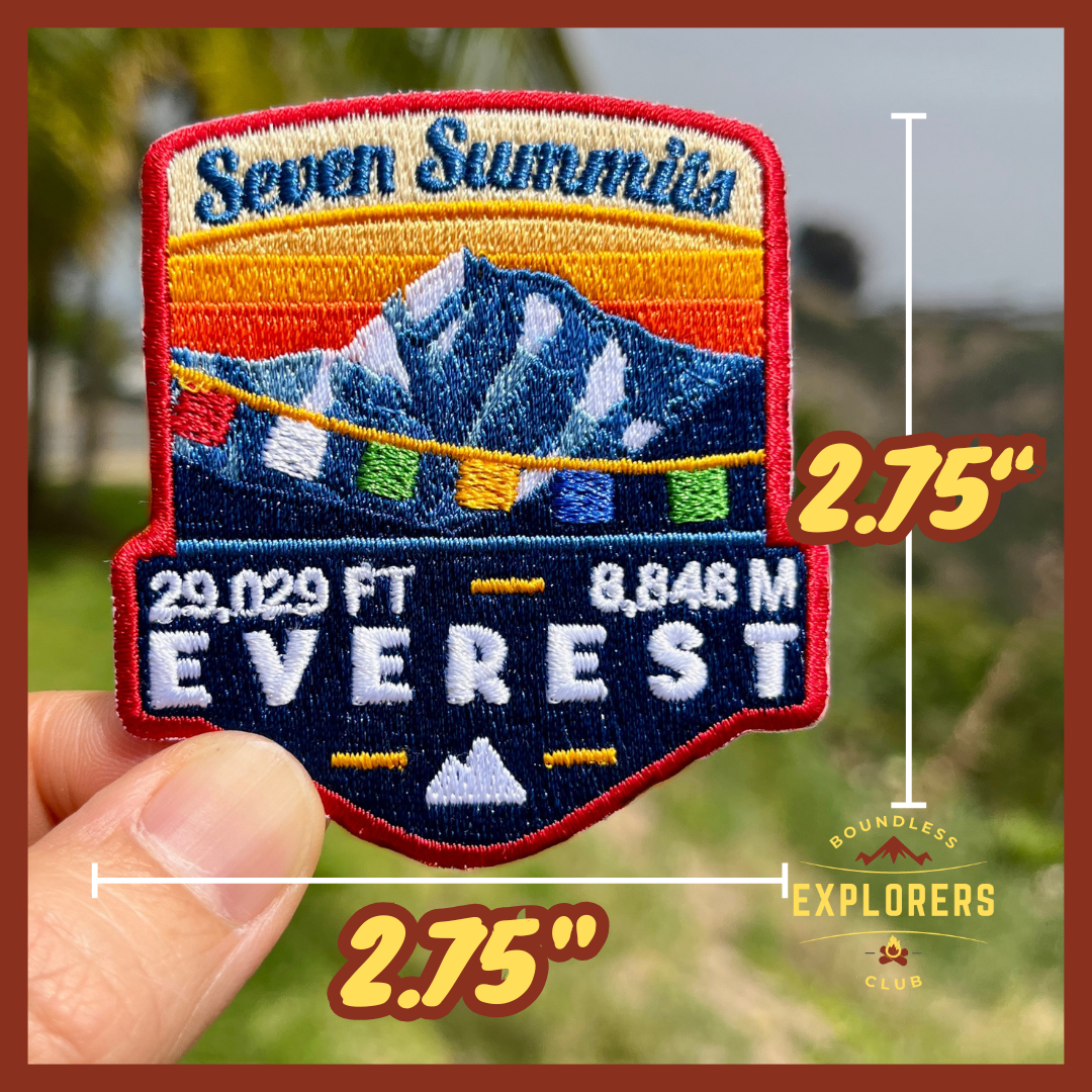 Everest - Seven Summits Patch: 2.75-Inch Iron-On Embroidered Badge for Backpack, Jacket, Bag
