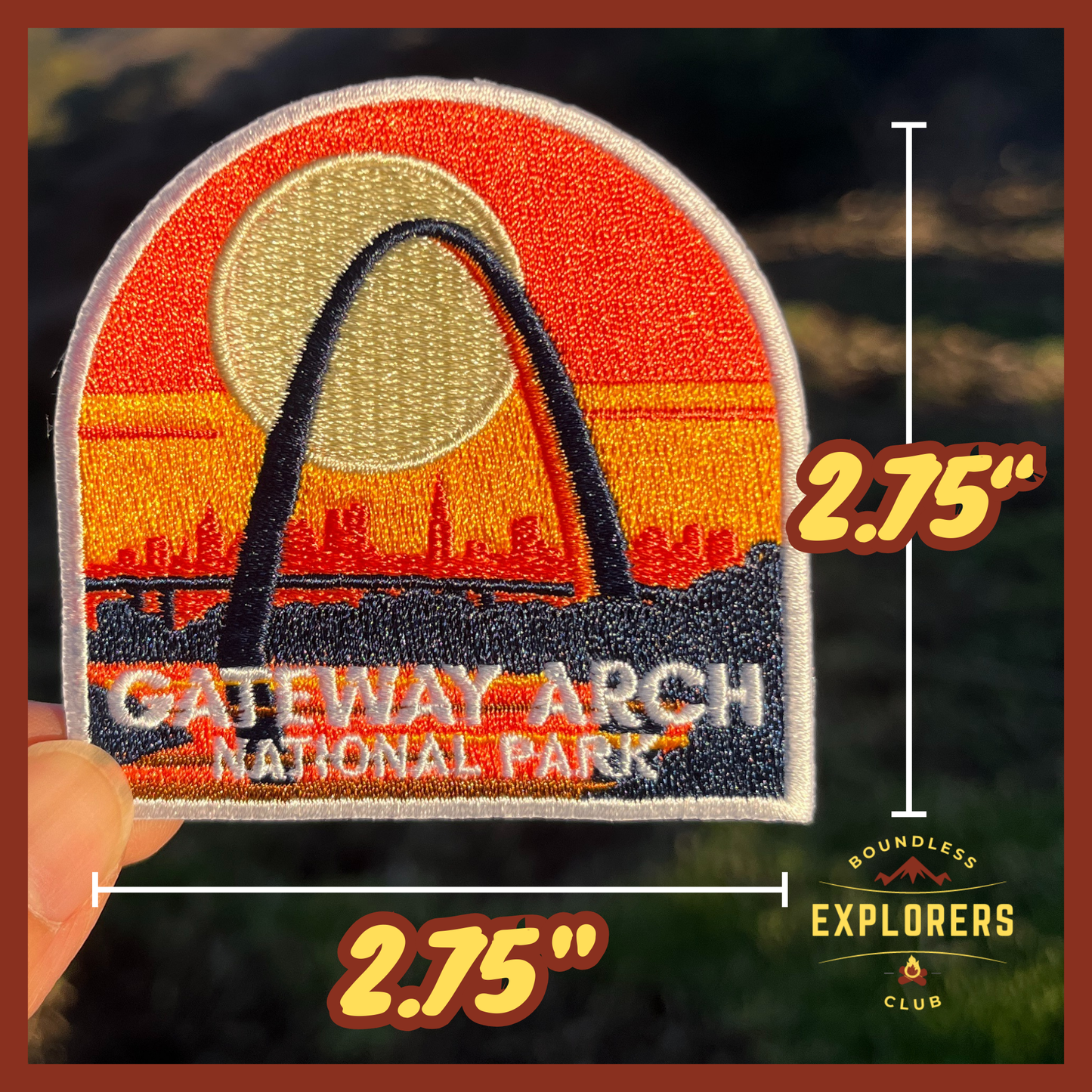 Gateway Arch Patch for Backpack Denim Jacket Iron On Embroidery Patch Themed Camping Nature Mountain USA Travel Gifts for Her Him