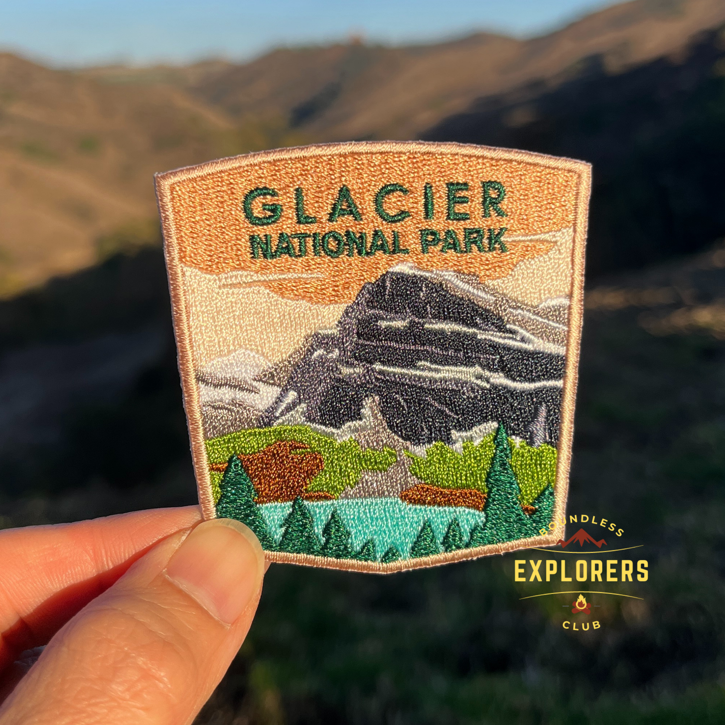 Glacier National Park Patch for Backpack Denim Jacket Iron On Embroidery Patch Themed Camping Nature Mountain USA Travel Gifts for Her Him