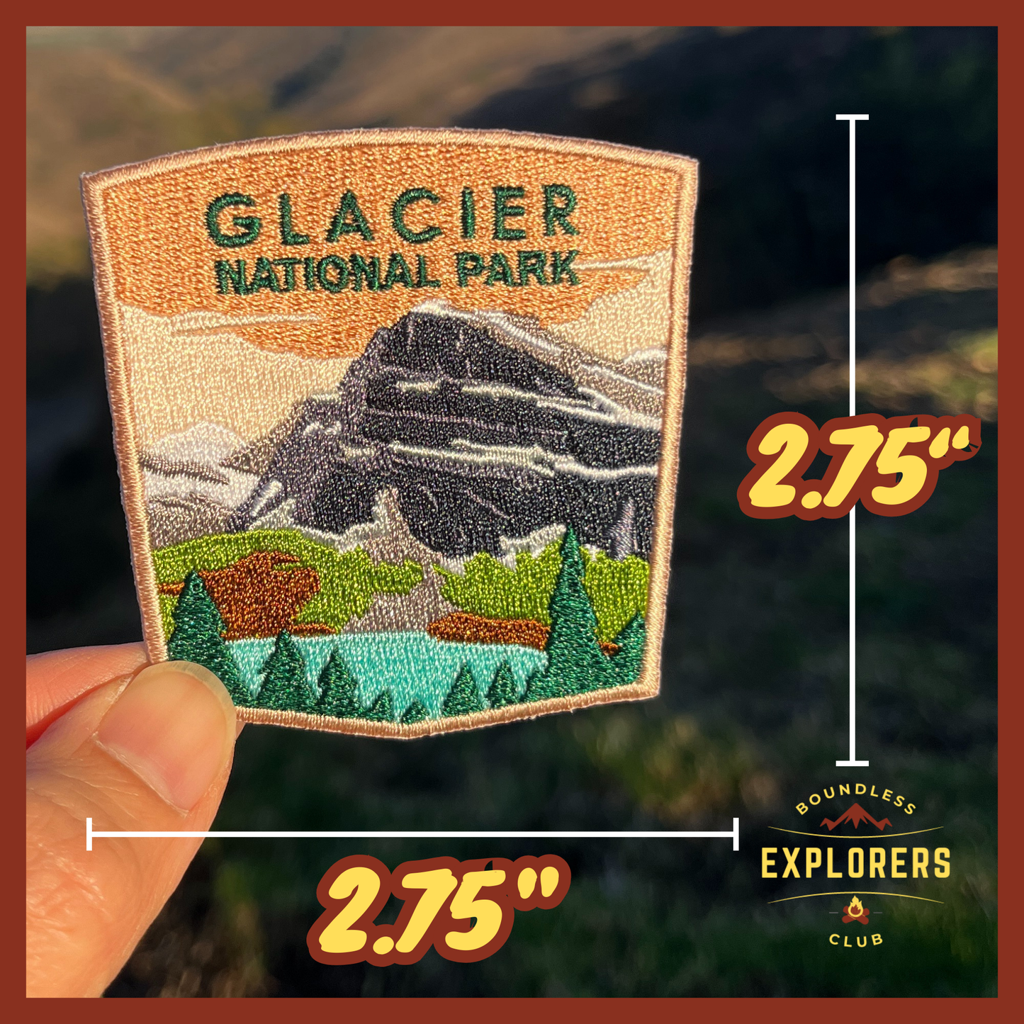 Glacier National Park Patch for Backpack Denim Jacket Iron On Embroidery Patch Themed Camping Nature Mountain USA Travel Gifts for Her Him