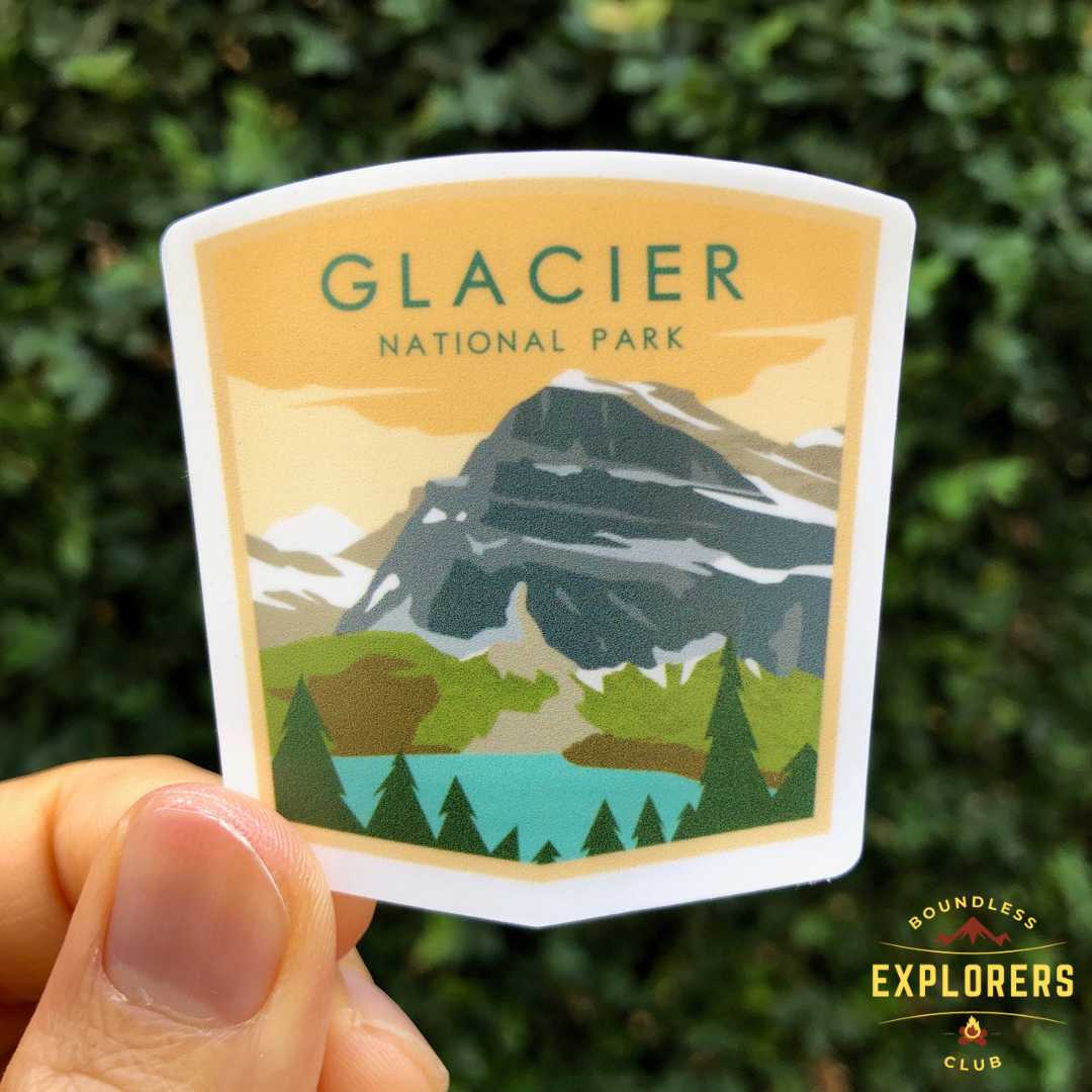 Glacier National Park Sticker for Water Bottle Laptop Car Sticker Themed Traveler Mountain Hiking Waterproof Vinyl Decals Gift for Her Him