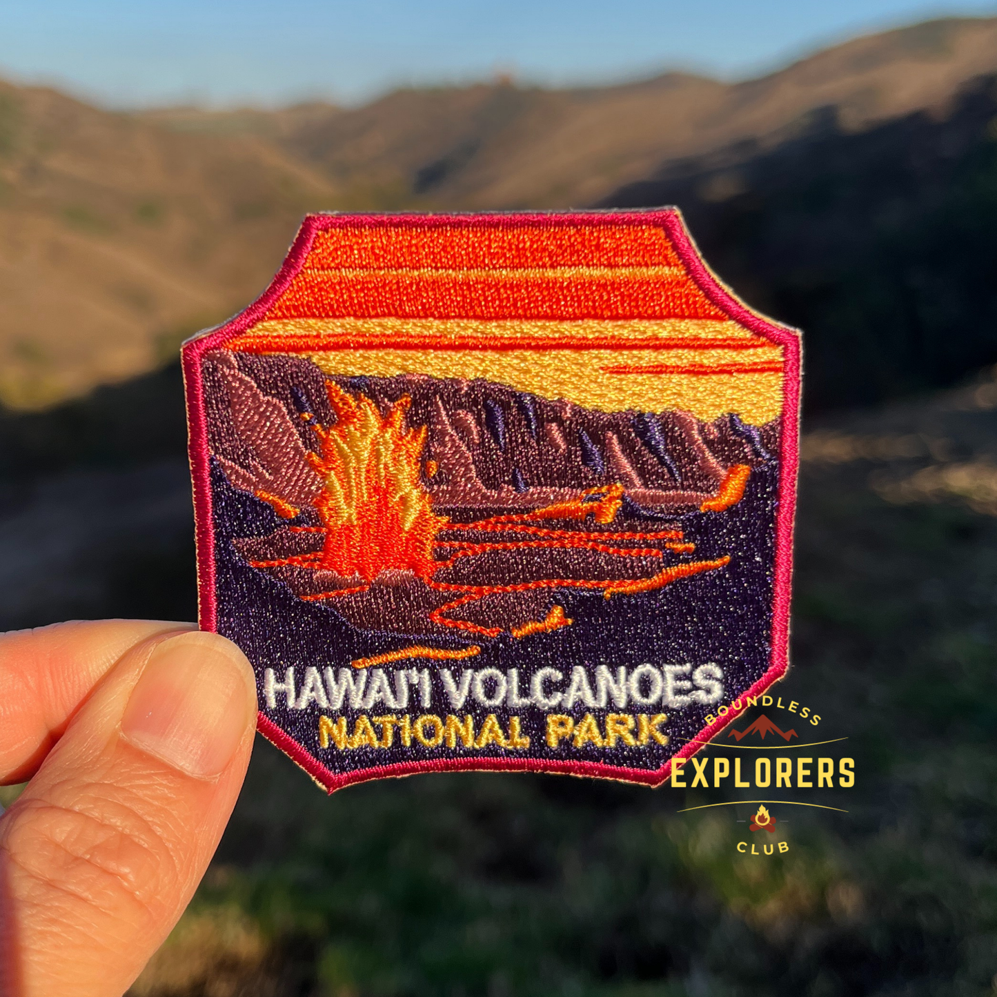 Hawaii Volcanoes National Park Patch for Backpack Denim Jacket Iron On Embroidery Patch Themed Camping Nature Mountain USA Travel Gifts for Her Him