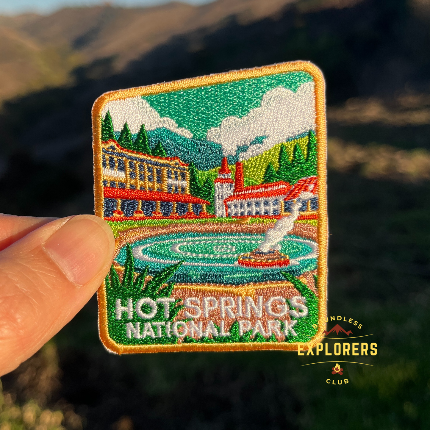 Hot Springs National Park Patch for Backpack Denim Jacket Iron On Embroidery Patch Themed Camping Nature Mountain USA Travel Gifts for Her Him