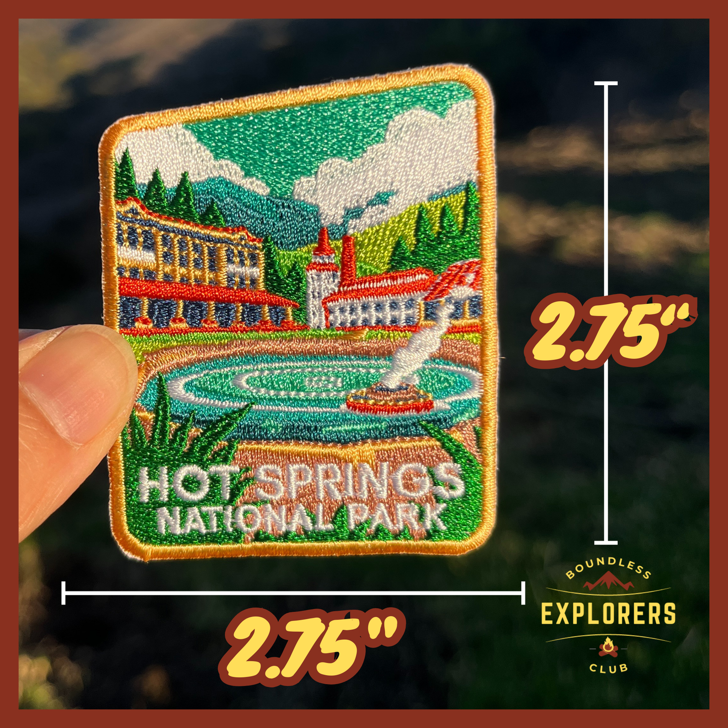 Hot Springs National Park Patch for Backpack Denim Jacket Iron On Embroidery Patch Themed Camping Nature Mountain USA Travel Gifts for Her Him