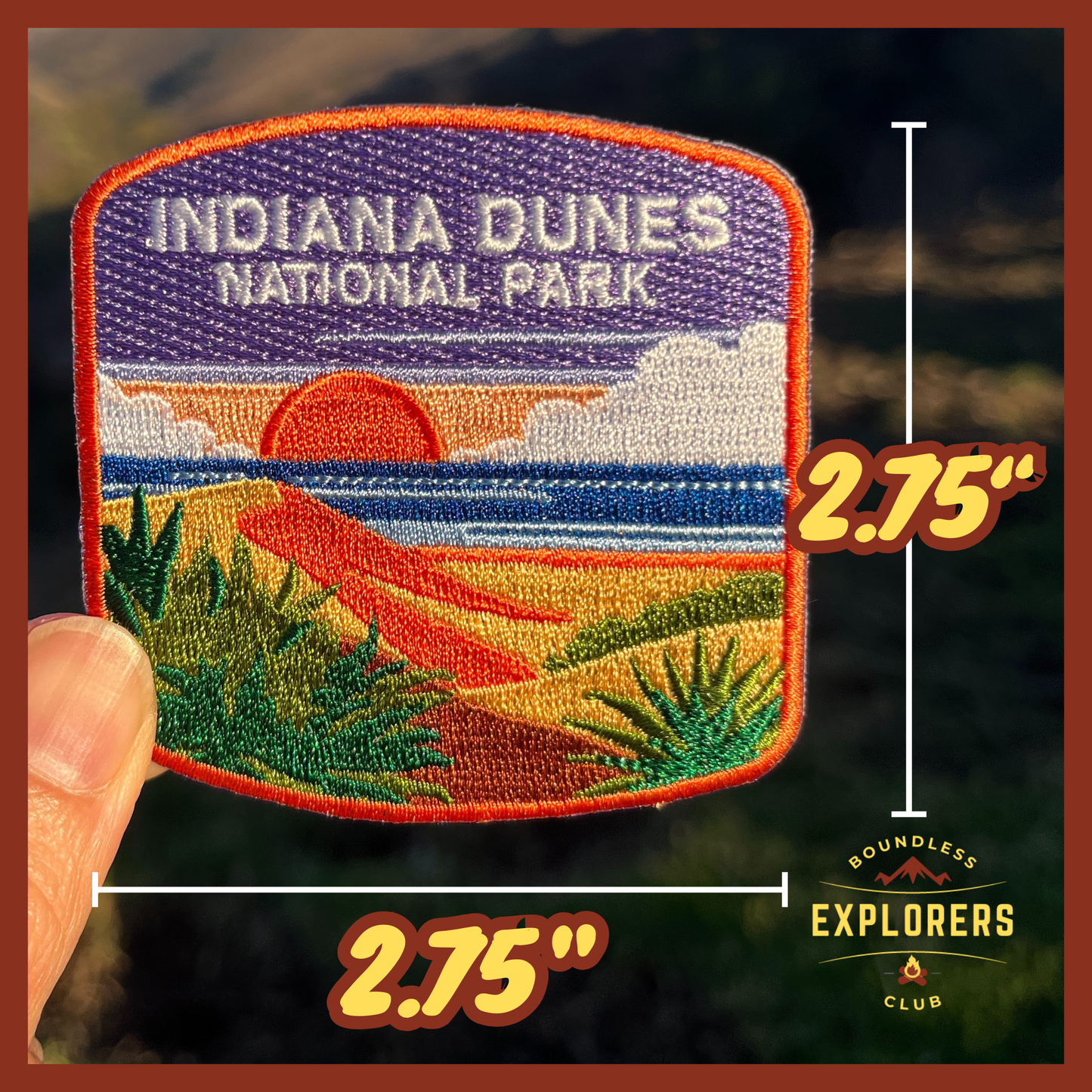 Indiana Dunes National Park Patch for Backpack Denim Jacket Iron On Embroidery Patch Themed Camping Nature Mountain USA Travel Gifts for Her Him