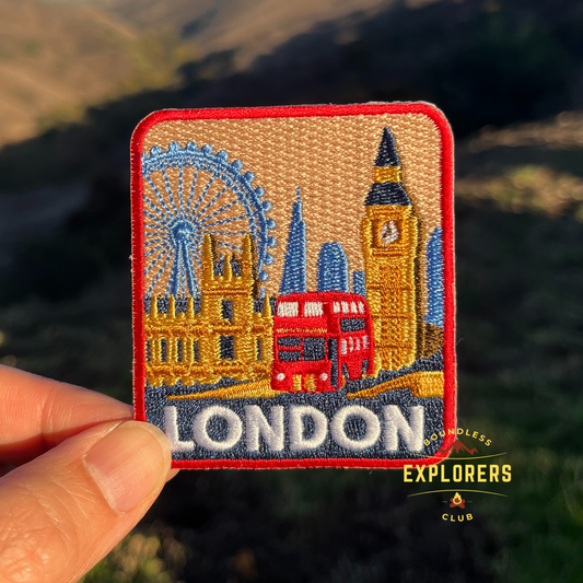 London Patch for Backpack Denim Jacket Iron On Embroidery Patch Themed Camping Nature Mountain USA Travel Gifts for Her Him