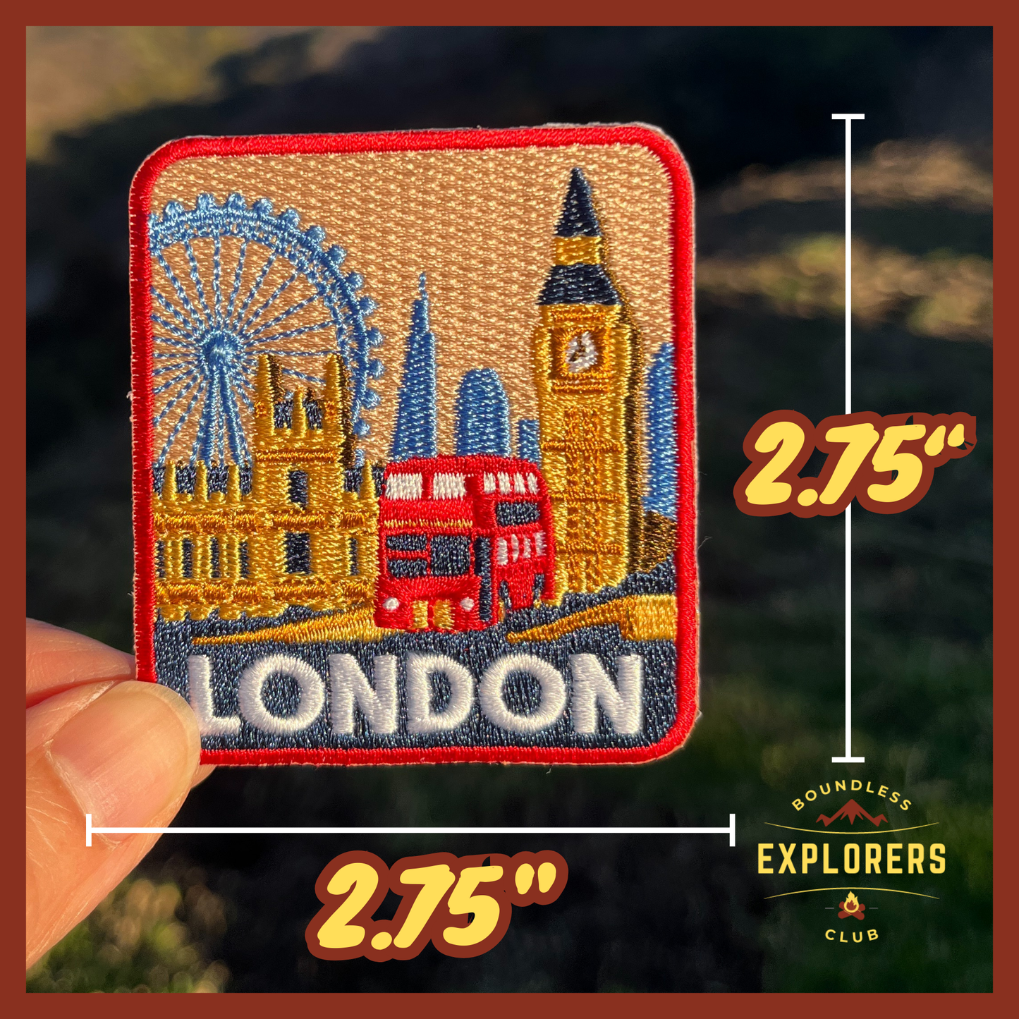 London Patch for Backpack Denim Jacket Iron On Embroidery Patch Themed Camping Nature Mountain USA Travel Gifts for Her Him