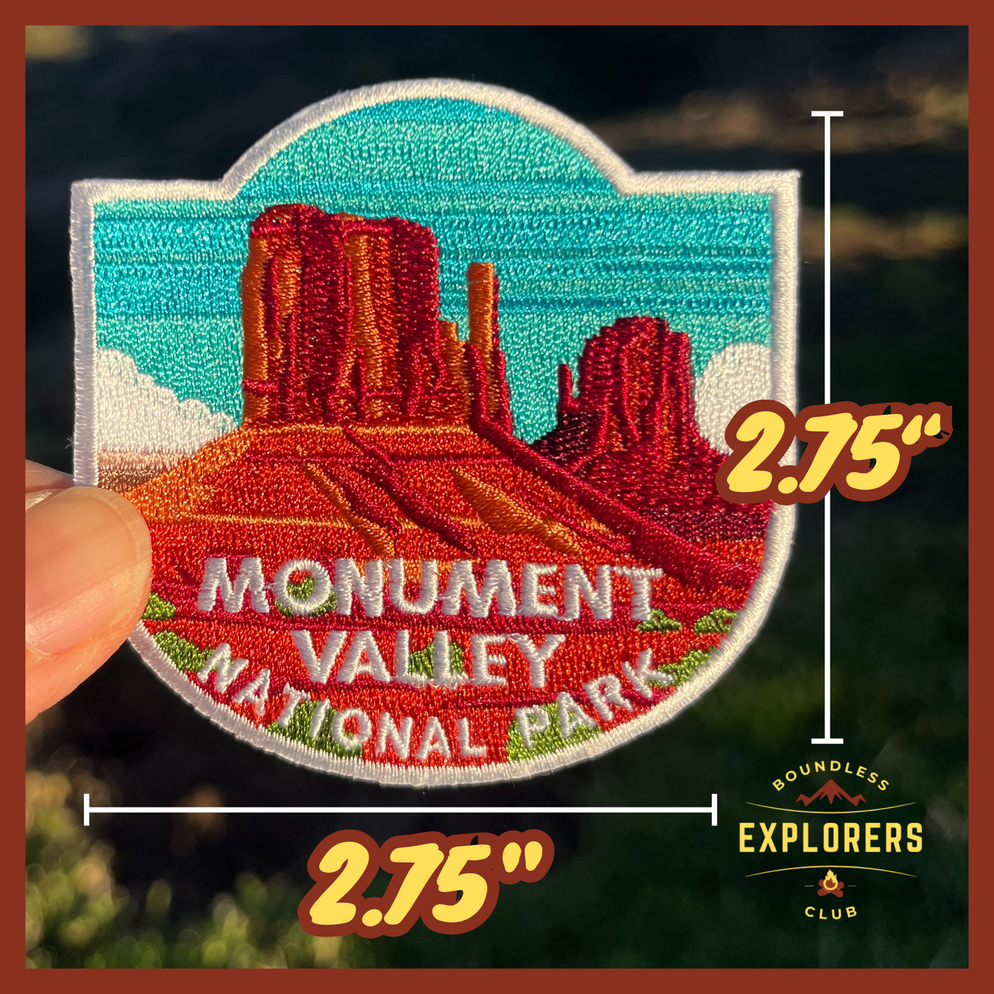 Monument Valley Patch for Backpack Denim Jacket Iron On Embroidery Patch Themed Camping Nature Mountain USA Travel Gifts for Her Him