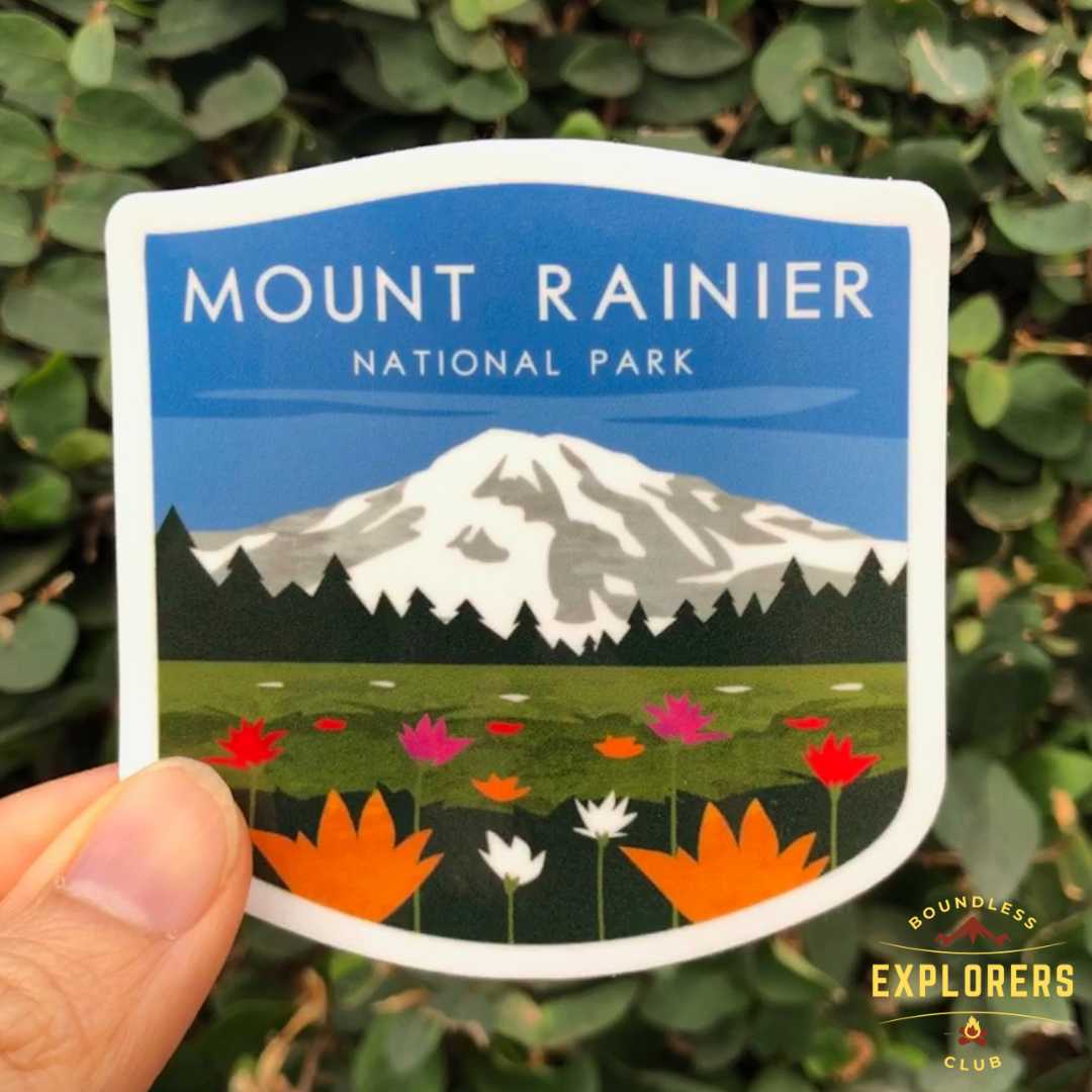 Mount Rainier National Park Sticker for Water Bottle Laptop Car Sticker Themed Traveler Nature Hiking USA Waterproof Vinyl Decals Gift Her