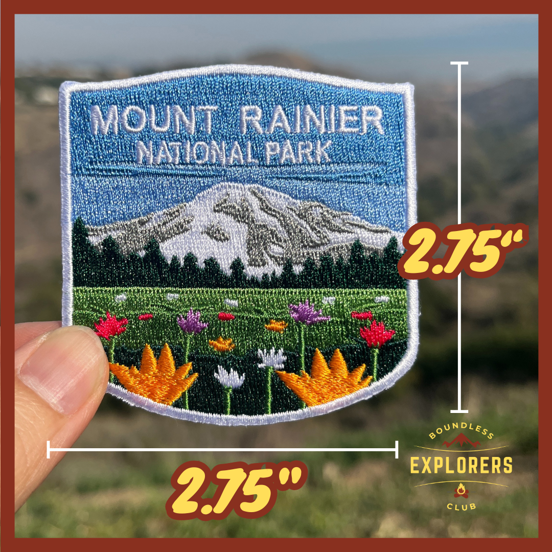 Mount Rainier National Park Patch for Backpack Denim Jacket Iron On Embroidery Decal Themed Hiker USA Mountain Nature Travel Gifts for Her