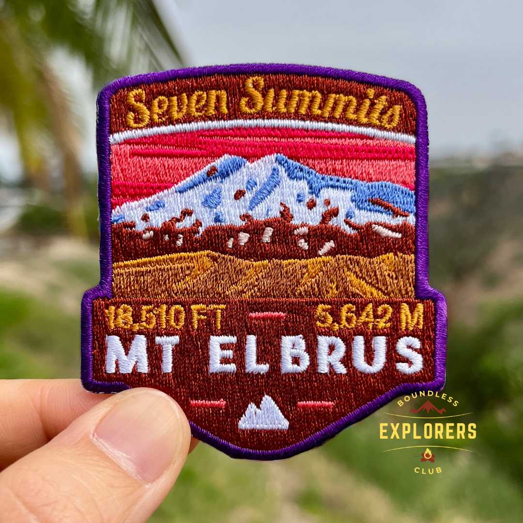 Mt Elbrus - Seven Summits Patch: 2.75-Inch Iron-On Embroidered Badge for Backpack, Jacket, Bag