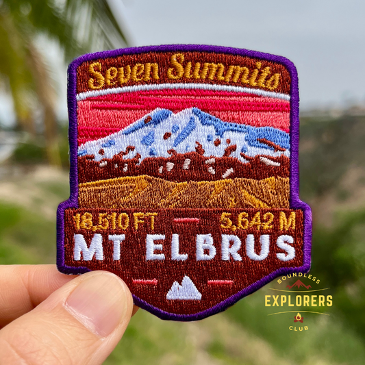 Mt Elbrus - Seven Summits Patch: 2.75-Inch Iron-On Embroidered Badge for Backpack, Jacket, Bag