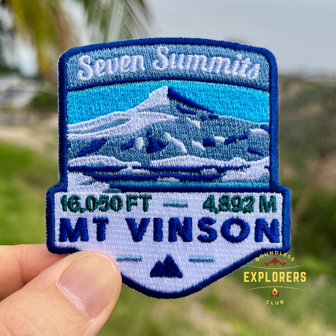 Mt Vinson - Seven Summits Patch: 2.75-Inch Iron-On Embroidered Badge for Backpack, Jacket, Bag