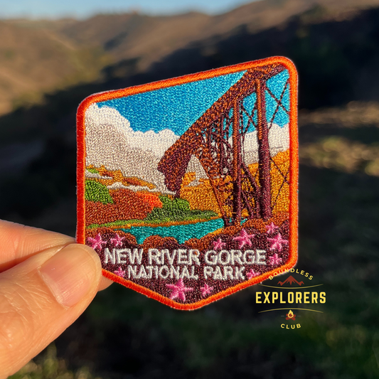 New River Gorge National Park Patch for Backpack Denim Jacket Iron On Embroidery Patch Themed Camping Nature Mountain USA Travel Gifts for Her Him