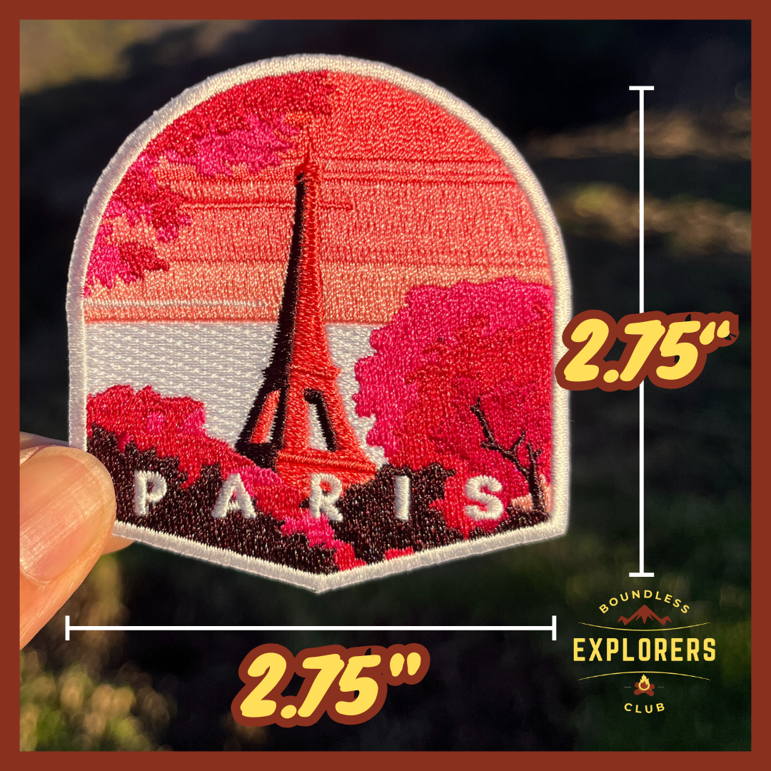 Paris Patch for Backpack Denim Jacket Iron On Embroidery Patch Themed Camping Nature Mountain USA Travel Gifts for Her Him