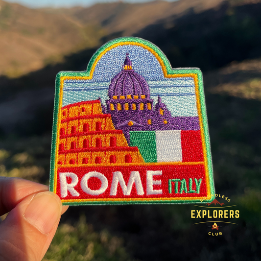 Rome Patch for Backpack Denim Jacket Iron On Embroidery Patch Themed Camping Nature Mountain USA Travel Gifts for Her Him