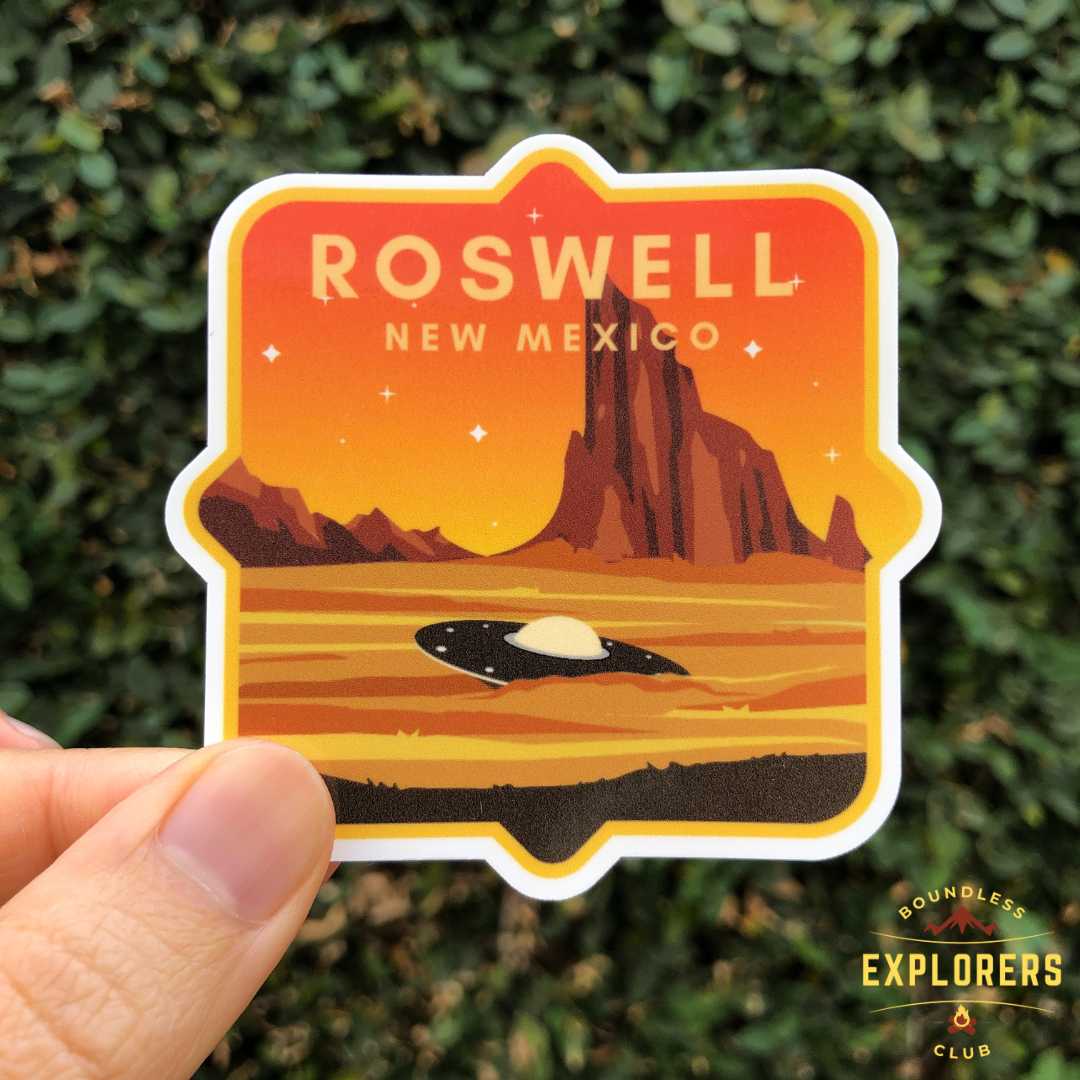 Roswell New Mexico National Park Sticker for Water Bottle Laptop Car Sticker Themed Alien Area 51 UFO Waterproof Vinyl Decals Gift Her Him