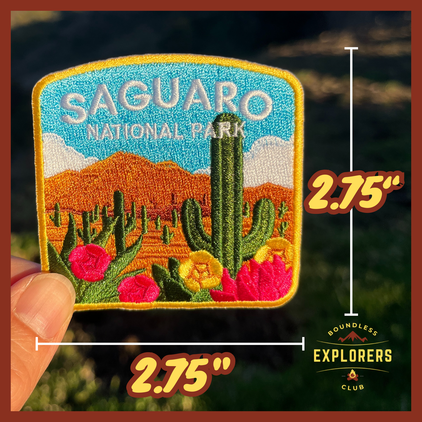 Saguaro National Park Patch for Backpack Denim Jacket Iron On Embroidery Patch Themed Camping Nature Mountain USA Travel Gifts for Her Him