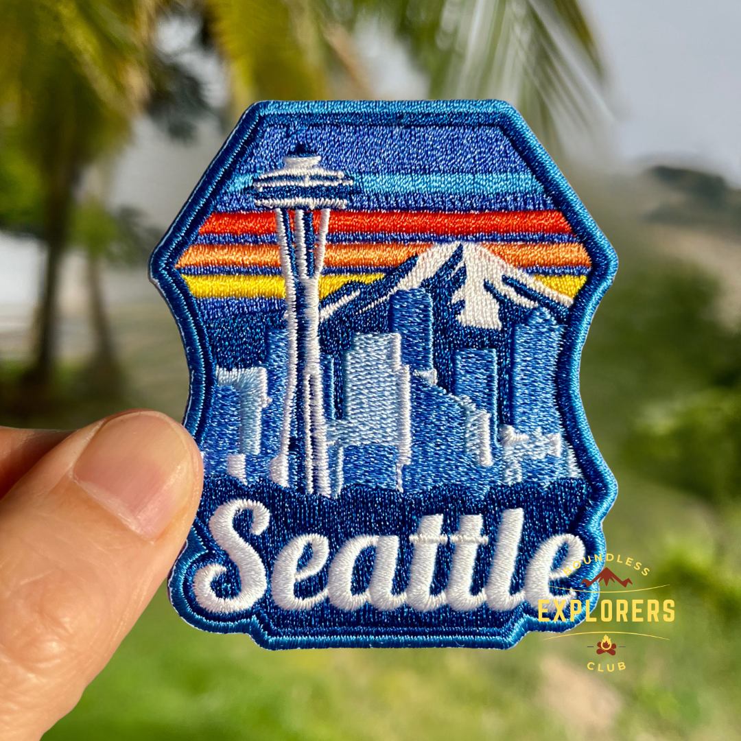 Seattle Washington Patch: 2.75-Inch Iron-On Embroidered Badge for Backpack, Jacket, Bag