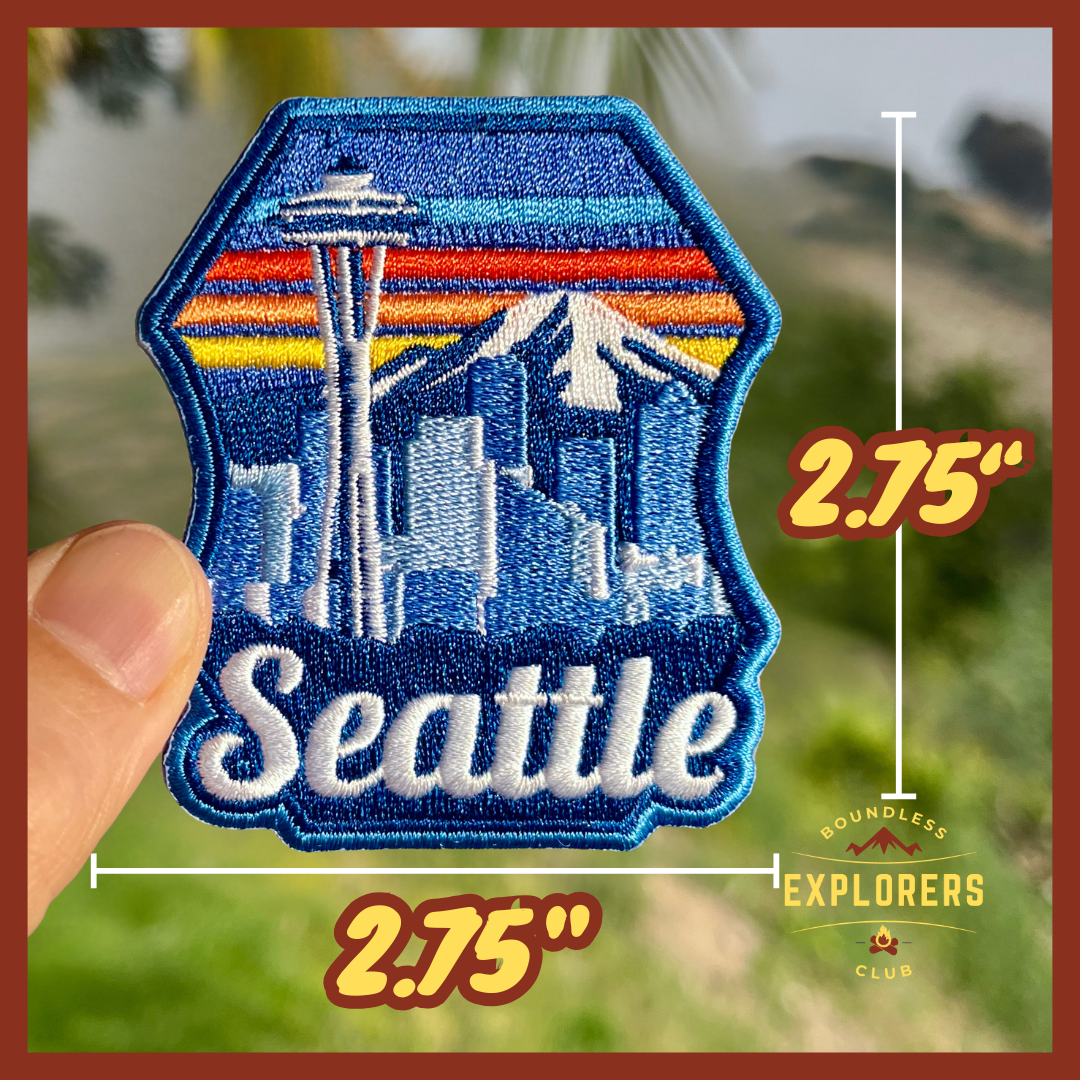 Seattle Washington Patch: 2.75-Inch Iron-On Embroidered Badge for Backpack, Jacket, Bag