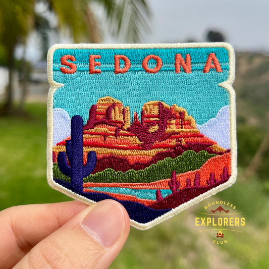 Sedona Cathedral Rock Patch: 2.75-Inch Iron-On Embroidered Badge for Backpack, Jacket, Bag