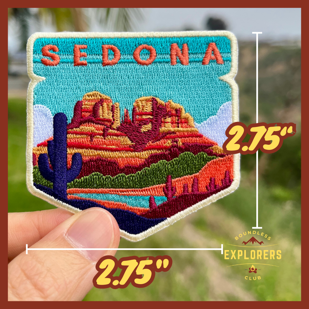 Sedona Cathedral Rock Patch: 2.75-Inch Iron-On Embroidered Badge for Backpack, Jacket, Bag