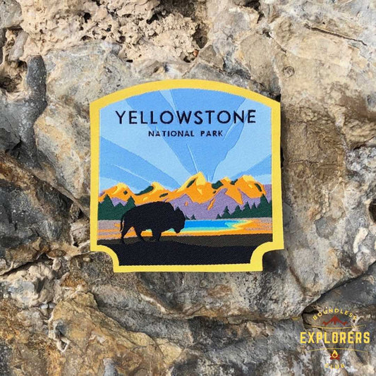 Yellowstone National Park Patch for Backpack Denim Jacket Iron On Woven Decal Themed Hiker USA Mountain Nature Flower Travel Gifts for Her