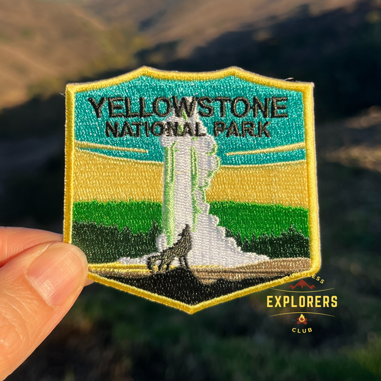 Yellowstone Old Faithful National Park Patch for Backpack Denim Jacket Iron On Embroidery Patch Themed Camping Nature Mountain USA Travel Gifts for Her Him