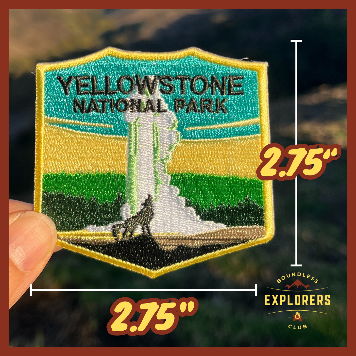 Yellowstone Old Faithful National Park Patch for Backpack Denim Jacket Iron On Embroidery Patch Themed Camping Nature Mountain USA Travel Gifts for Her Him