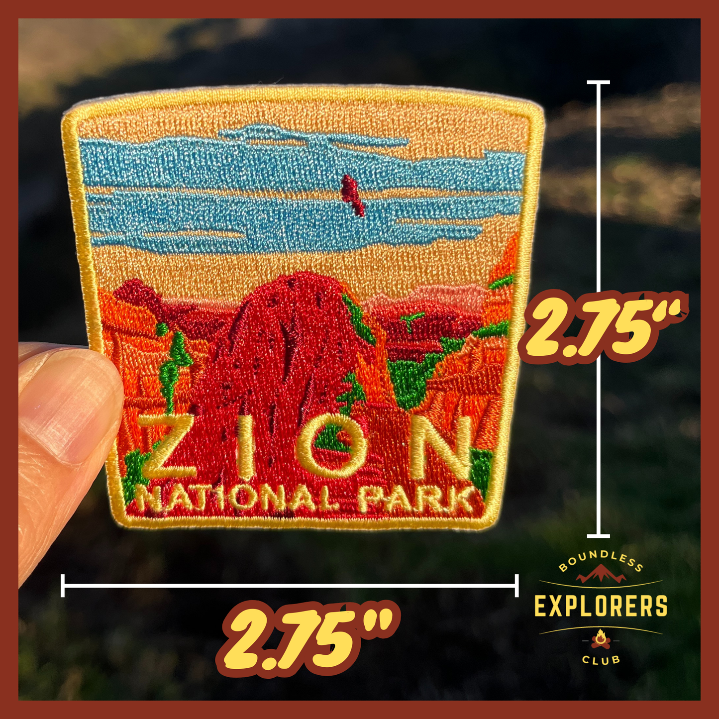 Zion National Park Patch for Backpack Denim Jacket Iron On Embroidery Patch Themed Camping Nature Mountain USA Travel Gifts for Her Him