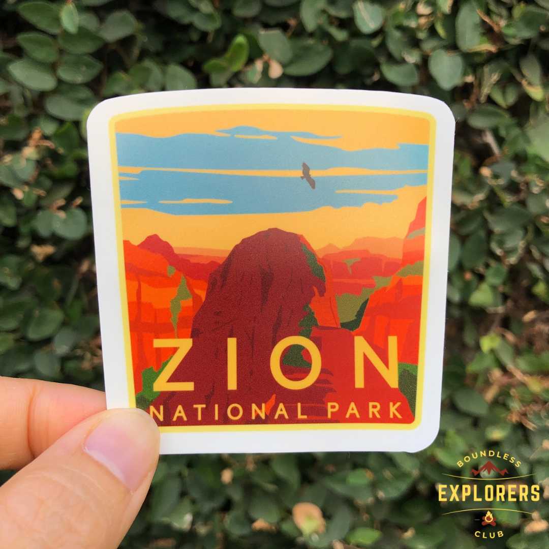 Zion National Park Sticker for Water Bottle Laptop Car Sticker Themed USA Mountain Traveler Nature Hiking Waterproof Vinyl Decals Gift Her