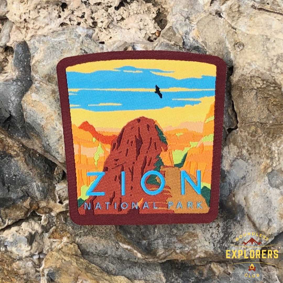 Zion National Park Patch for Backpack Denim Jacket Iron On Woven Decal Themed Hiker USA Hiker Mountain Nature Travel Gifts for Her Him