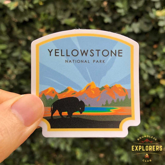 Yellowstone Buffalo National Park Sticker: Waterproof Vinyl Decal for Water Bottle, Laptop, Car