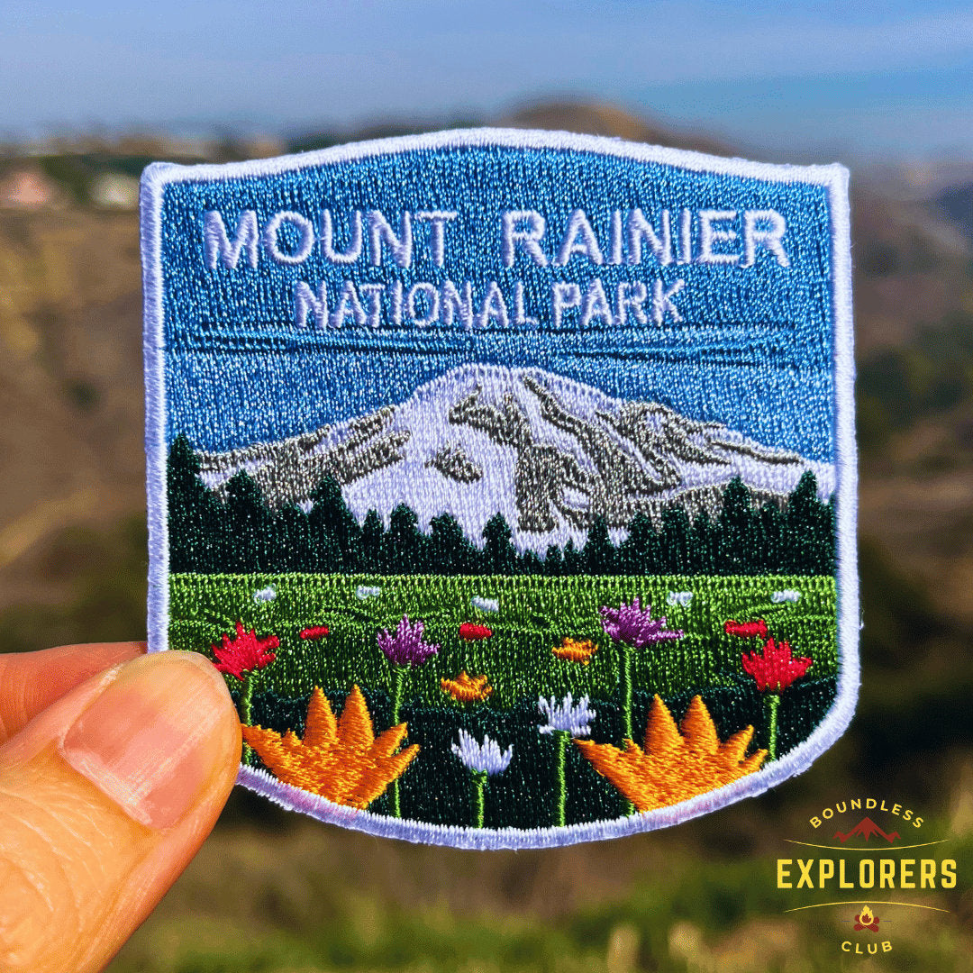 Mount Rainier National Park Patch for Backpack Denim Jacket Iron On Embroidery Decal Themed Hiker USA Mountain Nature Travel Gifts for Her