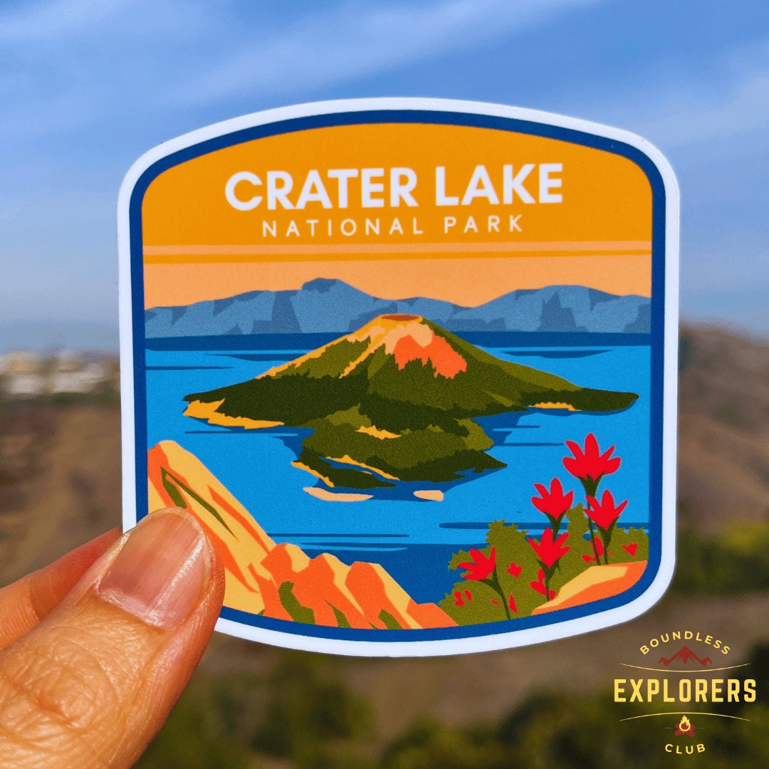 Crater Lake National Park Sticker for Water Bottle Laptop Car Sticker Themed Traveler Hiking Waterproof Vinyl Decals Gift for Her Him