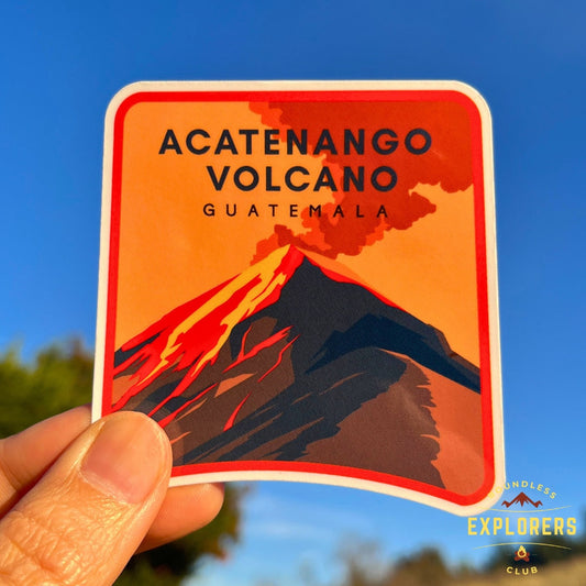 Acatenango Volcano Guatemala Sticker for Water Bottle Laptop Car Sticker Themed Traveler Hiking Mountain Vinyl Decals for Gift for Her