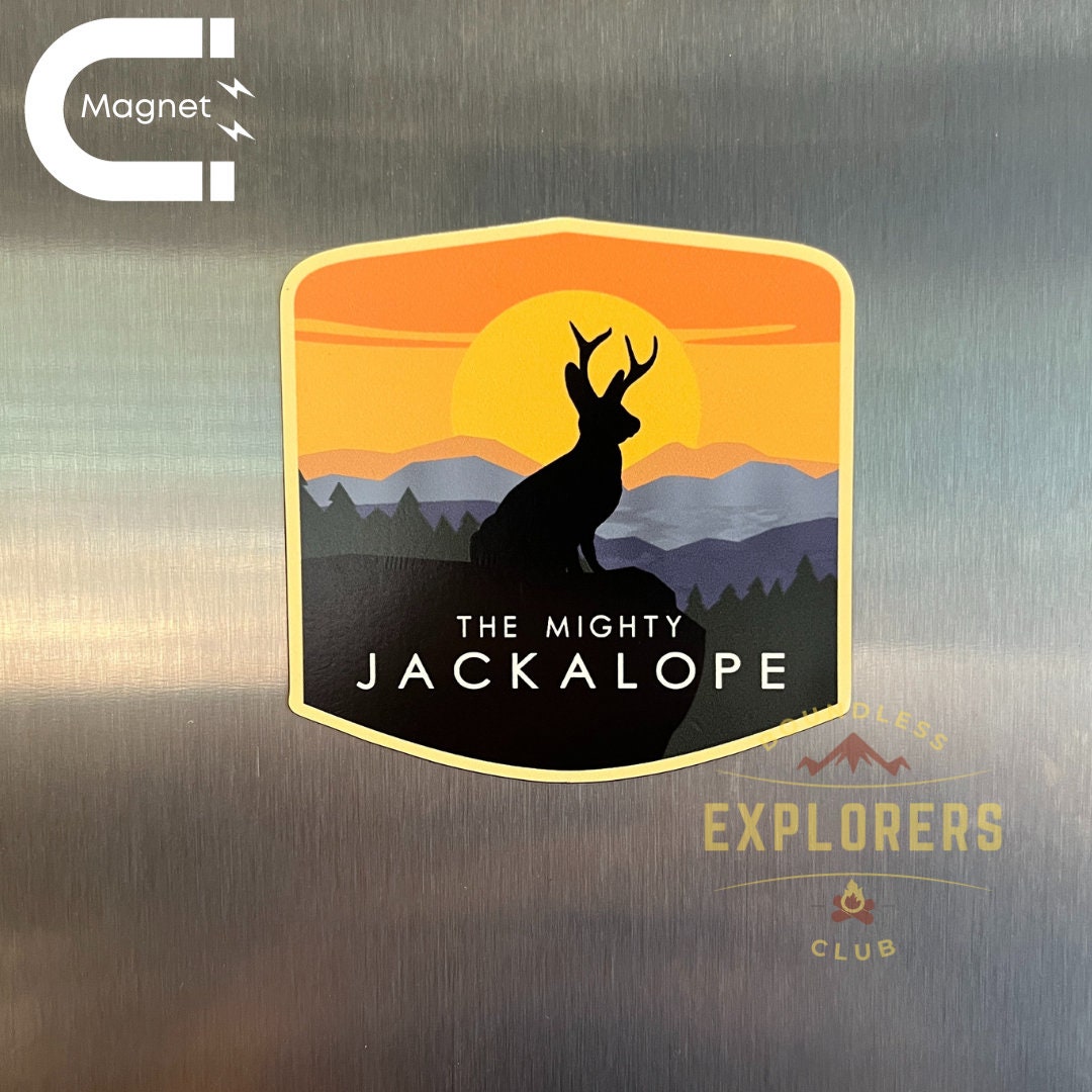 Jackalope National Park Fridge Magnet for Refrigerator Themed Hiker Traveler Hiking Mountain Nature USA Vinyl Souvenir for Gift for Her