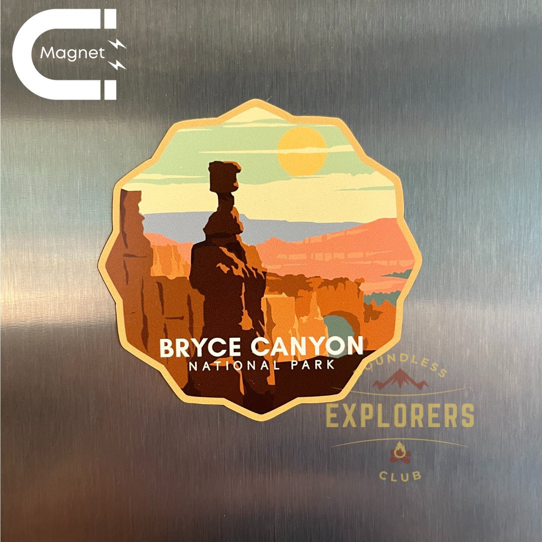 Bryce Canyon National Park Fridge Magnet for Refrigerator Themed Hiker Traveler Hiking Mountain Waterproof Vinyl Souvenir for Gift for Her