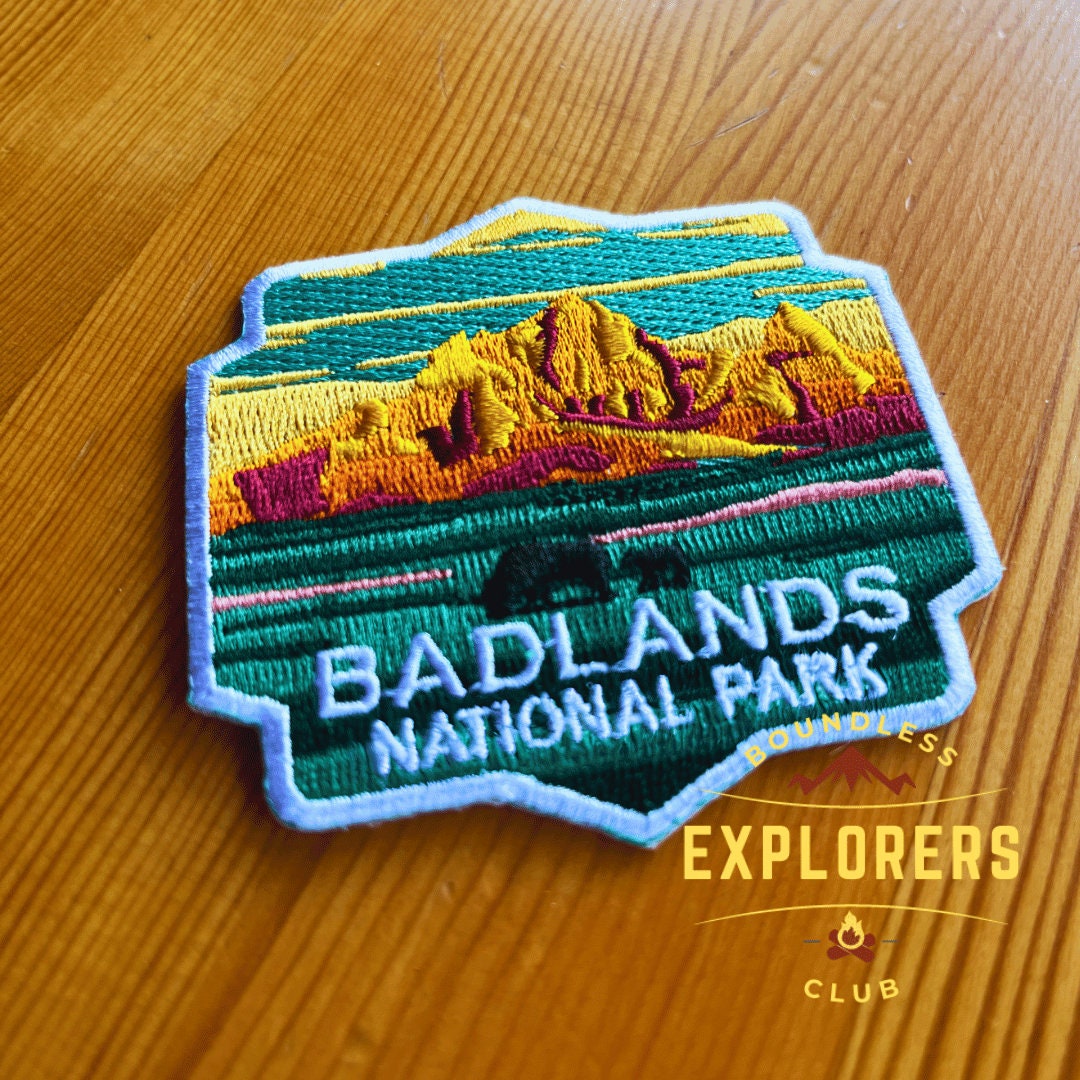 Badlands National Park Patch for Backpack Denim Jacket Iron On Embroidery Patch Themed Camping Nature Mountain USA Travel Gifts for Her Him