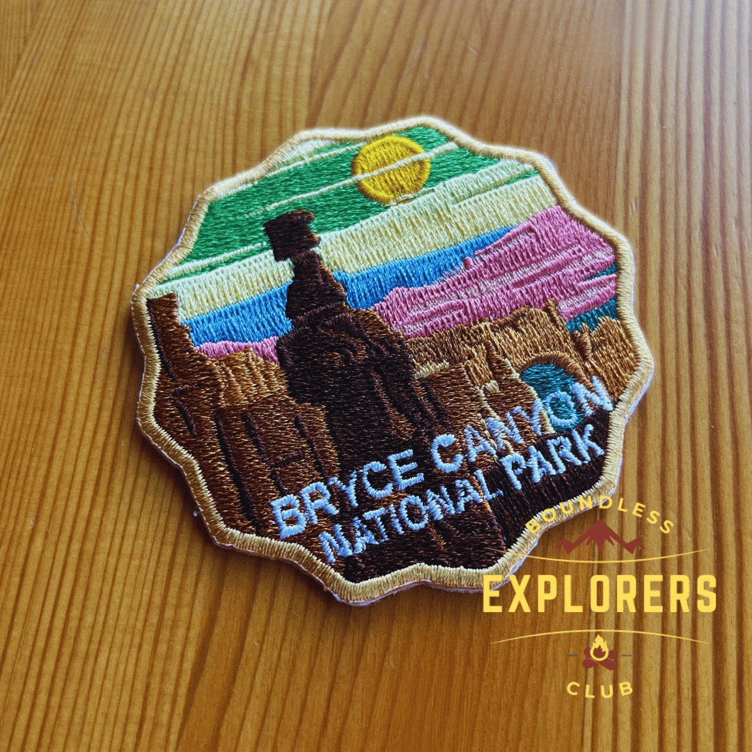 Bryce Canyon National Park Patch for Backpack Denim Jacket Iron On Embroidery Decal Themed Hiker Mountain Nature Travel Gifts for Her Him