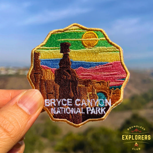 Bryce Canyon National Park Patch for Backpack Denim Jacket Iron On Embroidery Decal Themed Hiker Mountain Nature Travel Gifts for Her Him