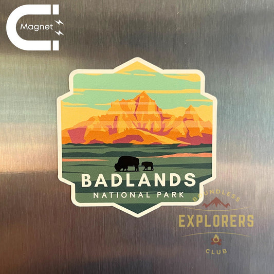 Badlands National Park Fridge Magnet for Refrigerator Themed Traveler Hiking Mountain USA Waterproof Vinyl Souvenir for Gift for Her Him