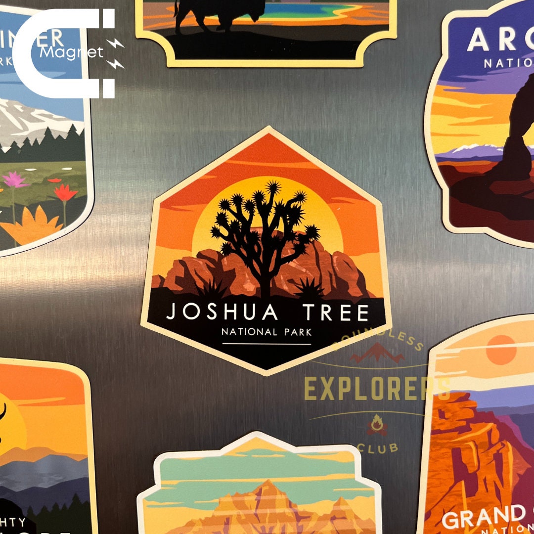 Joshua Tree National Park Fridge Magnet for Refrigerator Themed Hiker Traveler Hiking Mountain Nature USA Vinyl Souvenir for Gift for Her