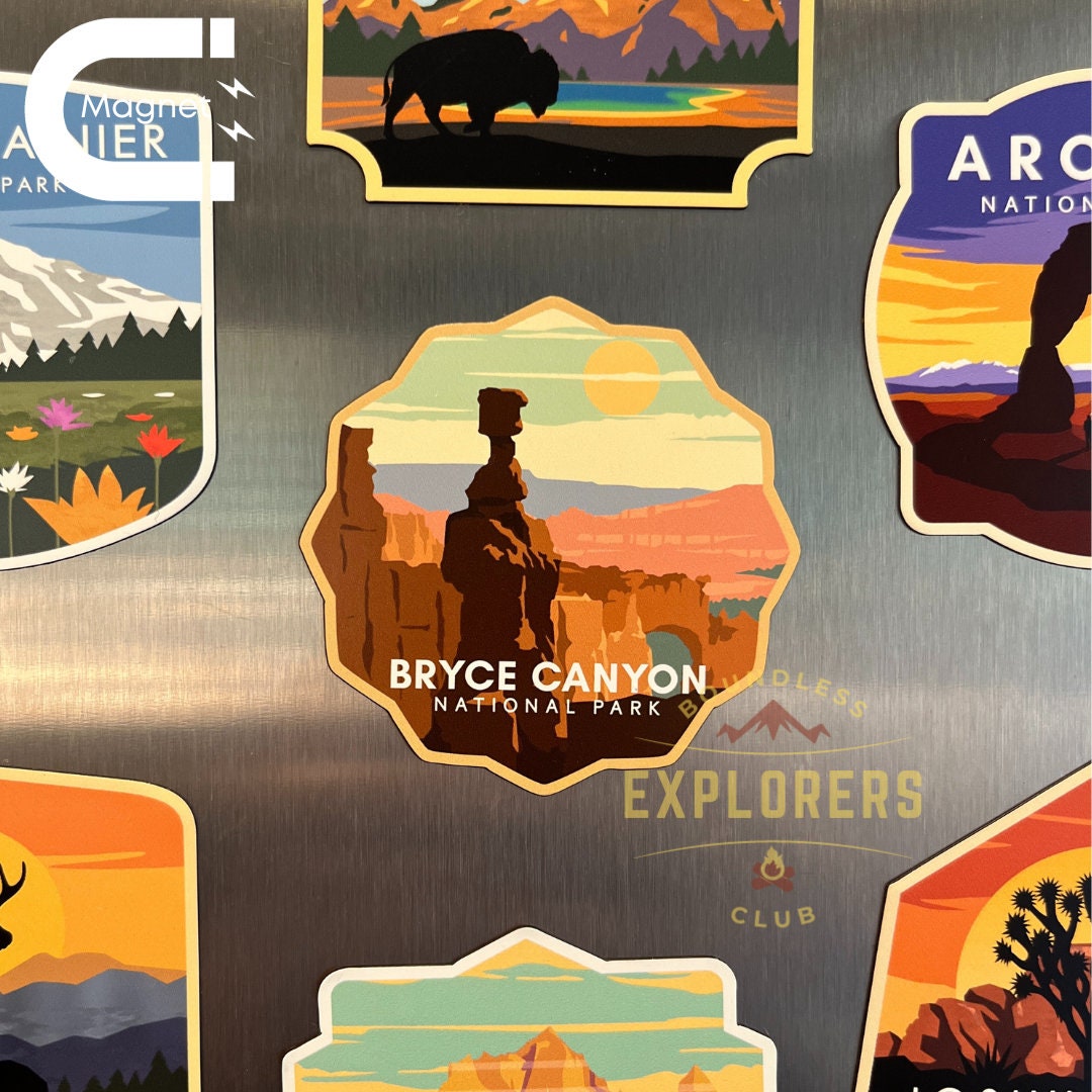 Bryce Canyon National Park Fridge Magnet for Refrigerator Themed Hiker Traveler Hiking Mountain Waterproof Vinyl Souvenir for Gift for Her